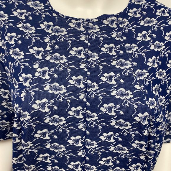 Vintage Cedar Glen Women's Short Sleeve Blue Floral Knee Length Dress Size 22 - Picture 3 of 9